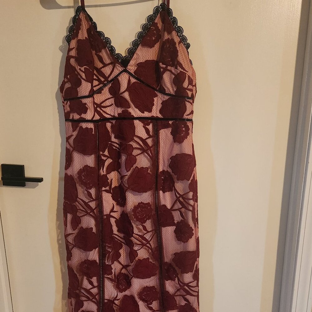 Lulus Burgundy mesh lace tulip dress